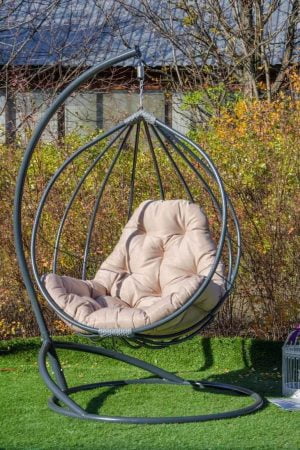 кресло кокон из металла Адель серая