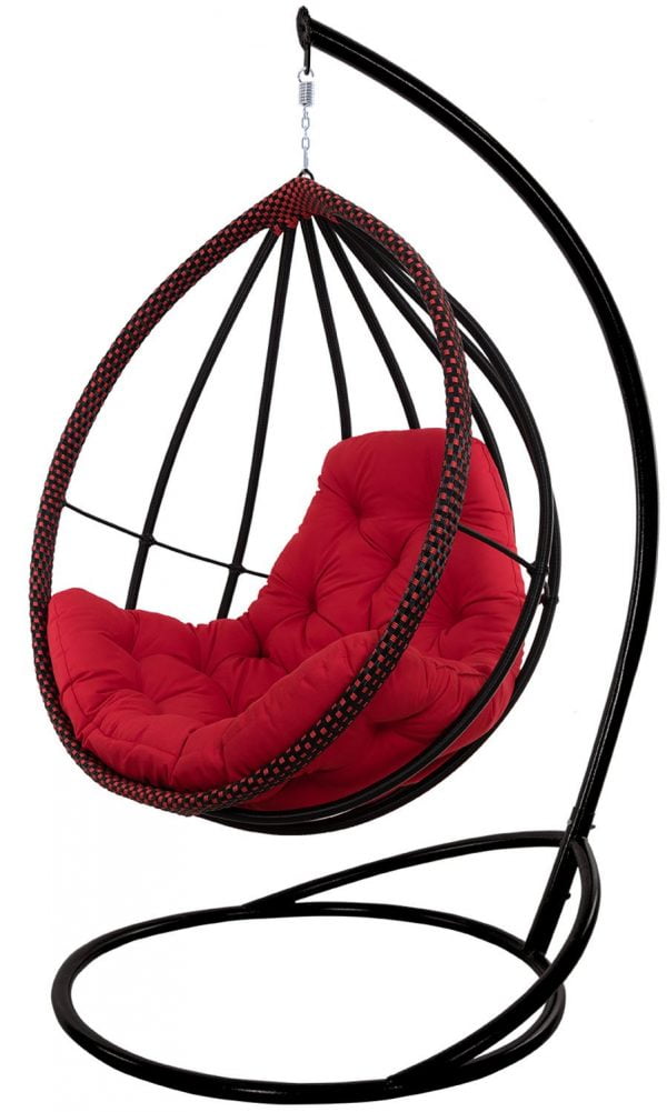 стильное подвесное кресло Хелена чёрное с красным