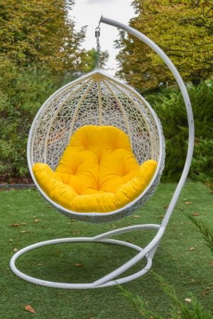 кресло-кокон подвесное- эмилия белая с подушкой