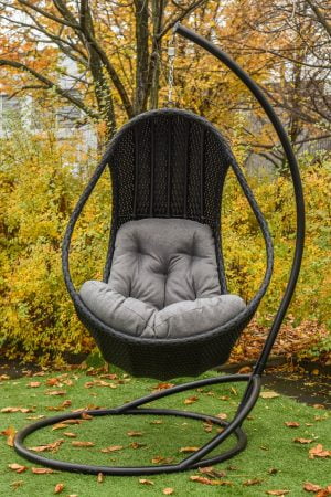 Серое подвесное кресло качалка Комфорт Люкс