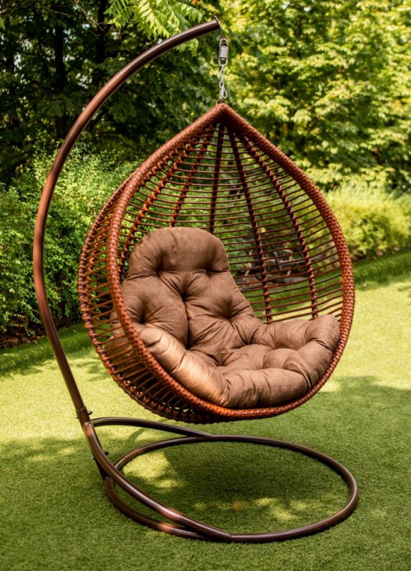 крісло веста в кольорі коньяк з коричневою подушкою