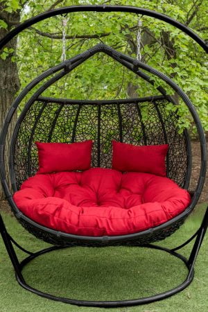 Подвесное кресло для двоих Галант чёрный с красным