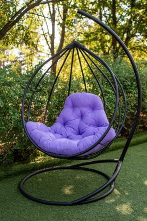 кресло металлическое подвесное Адель чёрное с фуксией