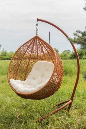 Кресло кокон Эмилия ЮМК лоза с подушкой шампань