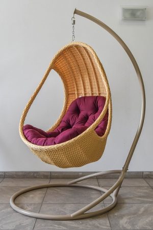 подвесное кресло комфорт люкс беж с фиолетовой