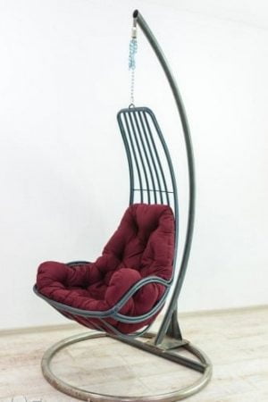 кресло гамак Дели на стойке чёрное с бардо