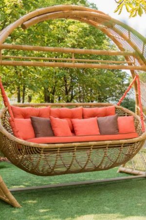 Большие арочные качели из ротанга Мароу ЮМК верба