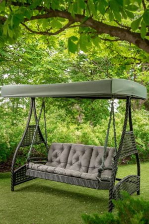 Садовая качеля из ротанга Ривьера серая