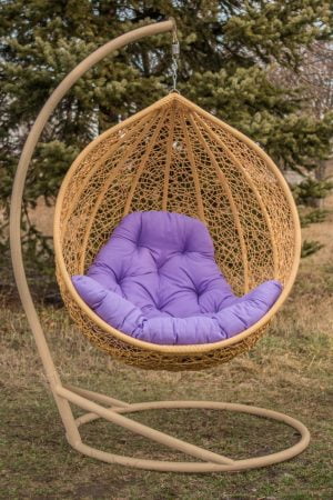 Большое одноместное кресло кокон в комнату Гарди Биг Карамель Фуксия