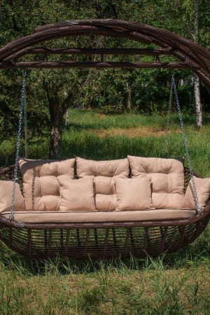плетёная качеля диван из металла Мароу
