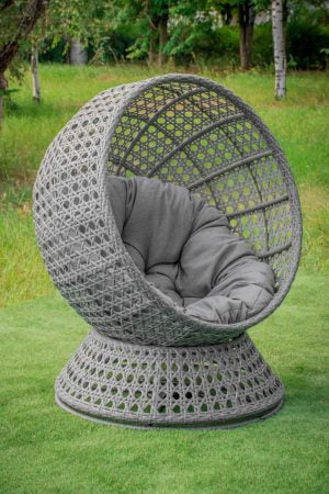 вращающееся круглое кресло с плетением ротангом