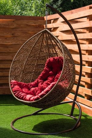 Подвесное кресло кокон лоза с подушкой люкс 14 красной