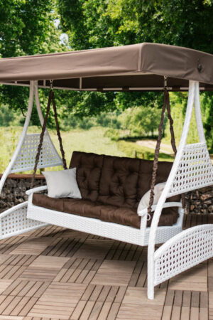 Качели белые с коричневым Ривьера