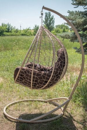 крісло гойдалка для будинку плетене єко преміум