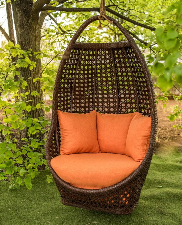 кресло садовое из ротанга Савана шоколад с оранжевым