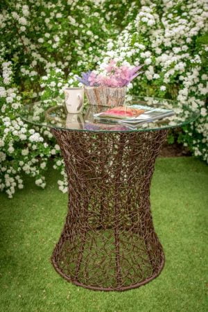 столик для балкона плетёный со стеклом