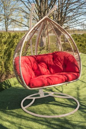 кресло кокон Дабл люкс с горизонтальным ровным плетением