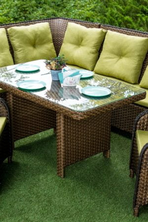 Угловой диван стол и кресла из ротанга