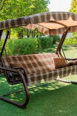 Качели по акции в клетку коричневые