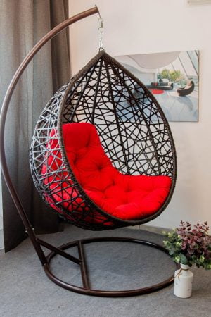 кресло кокон чёрное с красным купить Арт Вуд