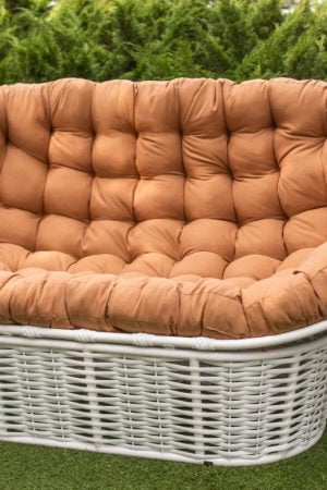 металлический диван Мамасан альфа с плетением ротангом