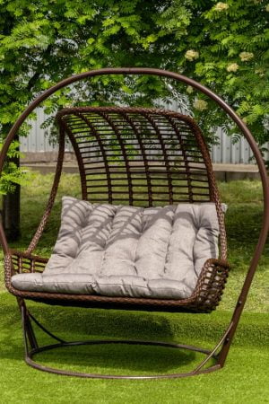 подвійне крісло гойдалка з ротангу