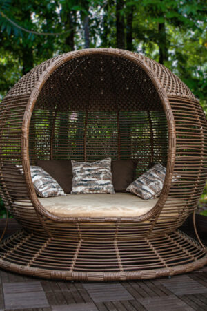 круглое бунгало беседка плетеная ротангом