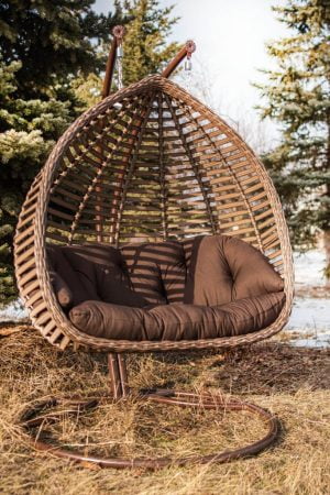 кресло кокон из ротанга Дабл Промо для двоих