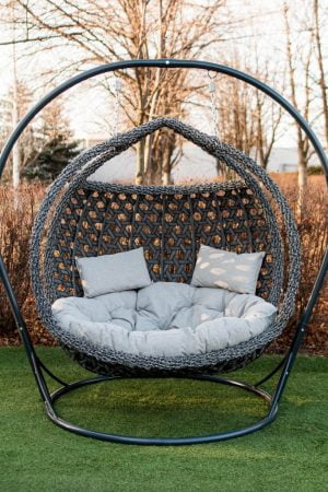 необычное подвесное кресло кокон для двоих Галант Люкс серый