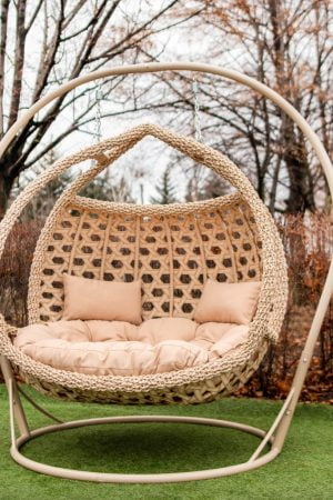 кресло кокон подвесной круглый галант люкс на стойке