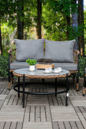 набор для кафе Форца серый из ротанга