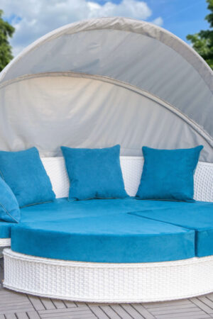 белый лежак шезлонг с козырьком Виолетта