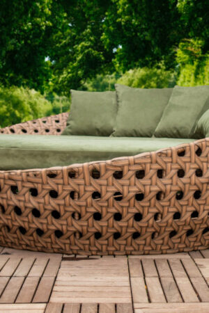 диван кровать ротанговая с круглым матрасом