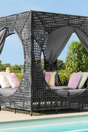 пляжное садовое бунгало из ротанга с матрасом