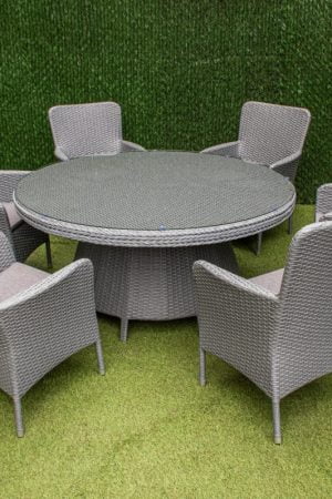 круглый обеденный плетенный стол