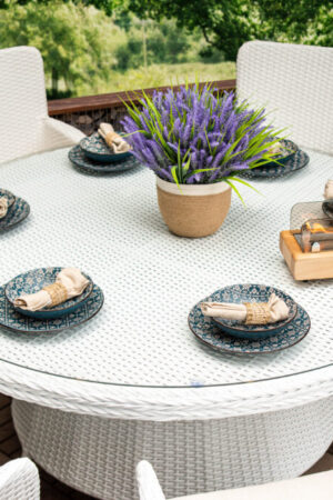 белая мебель стелла с круглым столом