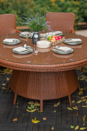 мебель плетеная с круглым столом Стелла каштан