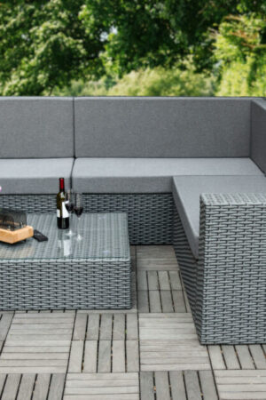 комплект набор серой мебели из ротанга фланнери