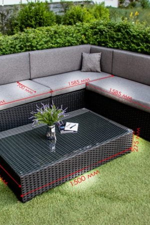 размеры углового дивана из ротанга Фланнери