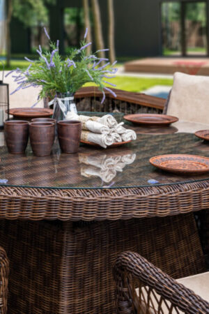 круглый плетеный стол уличный монте карло мокко