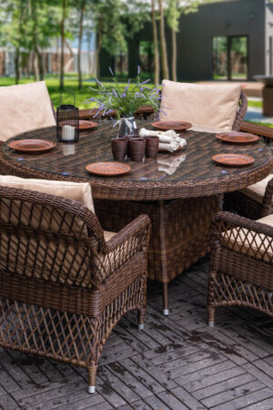 круглый плетеный набор мебели уличный монте карло мокко