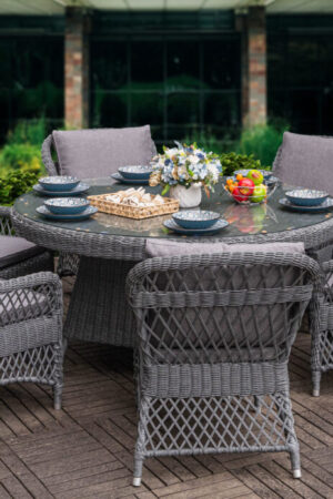 мебель с круглым столом серый ротанг
