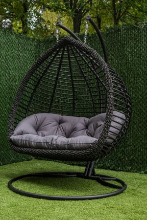 підвісний кокон крісло Дабл двохвильовий преміум зі стійкою