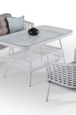 белая мебель плетёная комплект из ротанга для ресторана базы отдыха