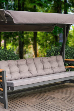 садовые качели с подстаканником полкой серые карлеоне