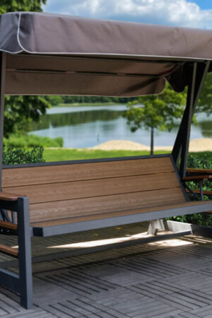 качель садовая карлеоне с деревянной лавкой