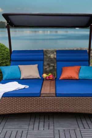 шезлонг ротанговый плетённый для двоих