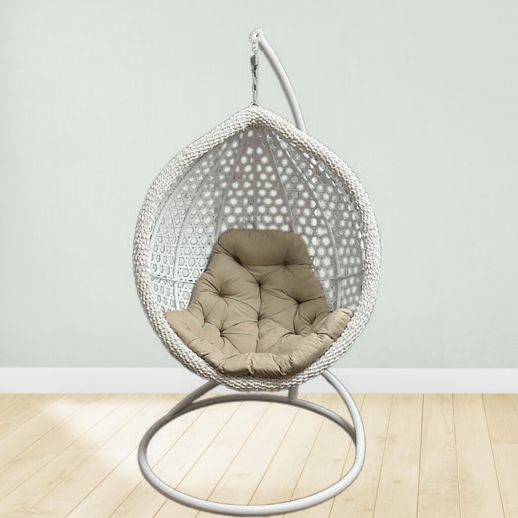 біле підвісне крісло кокон колібрі преміум