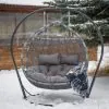 подвесное кресло галант серый на снегу