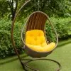 подвесное кресло комфорт люкс коричневое с жёлтой подушкой